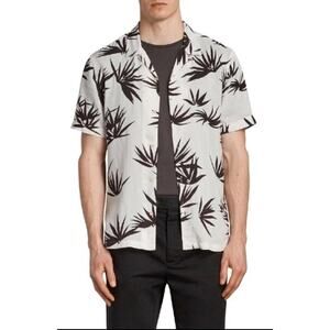 ALLSAINTS Bhutan Regular Fit Short Sleeve Sport Shirt - White/Black Men’s Medium